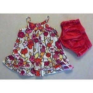 Girl's Sz 3-6 M Month Two Piece Set Ruffled Old Navy Floral Sun Dress + D.C.
